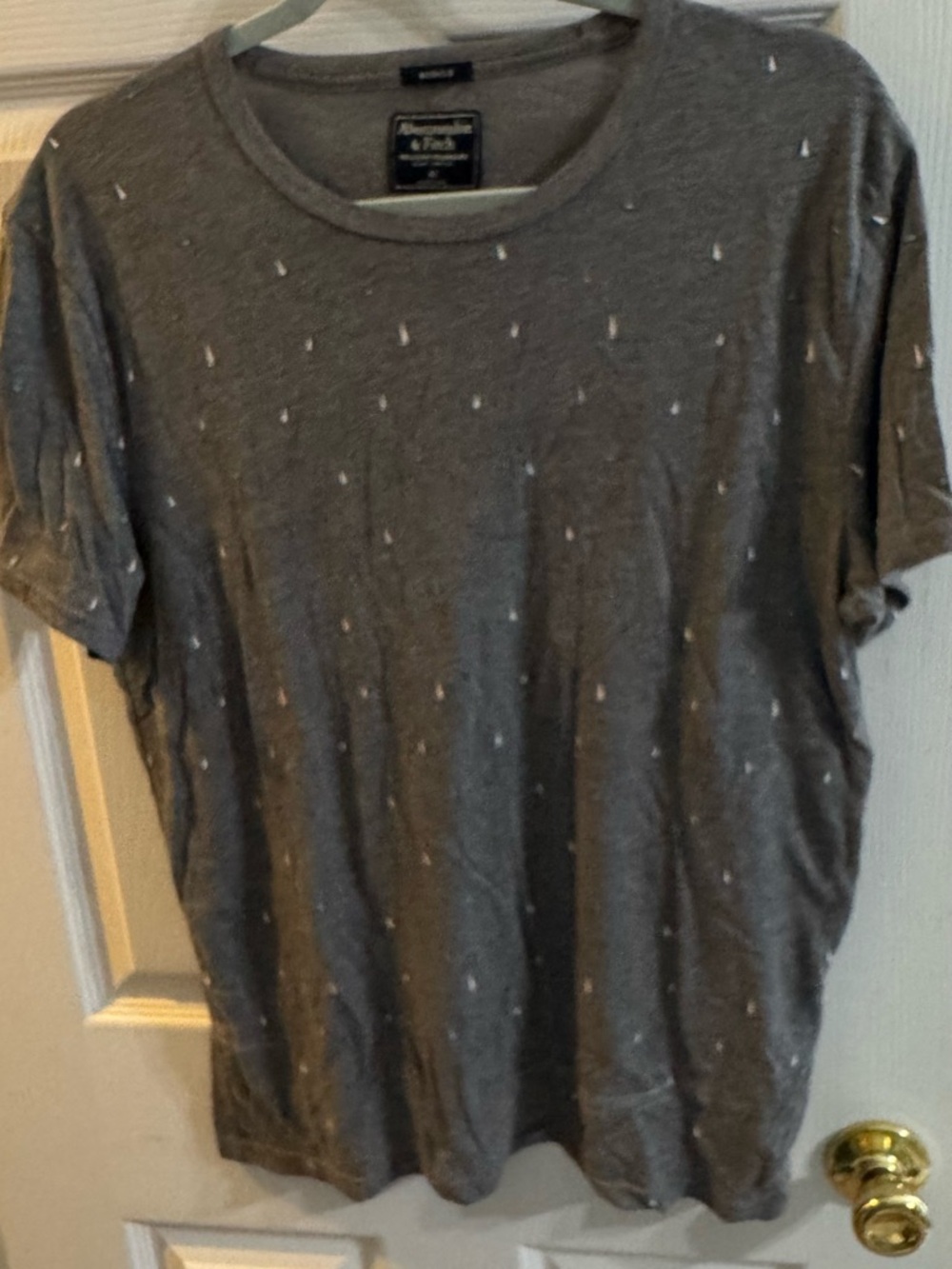 Abercrombie & Fitch Gray Short-Sleeve Tee with Tiny White Dot Detail